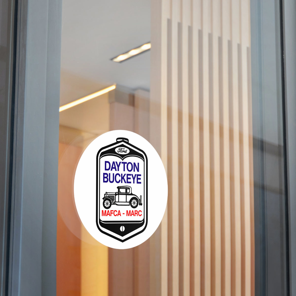 Dayton Buckeye Vintage Car Round Vinyl Sticker — MAFCA/MARC Classic Ford Decal