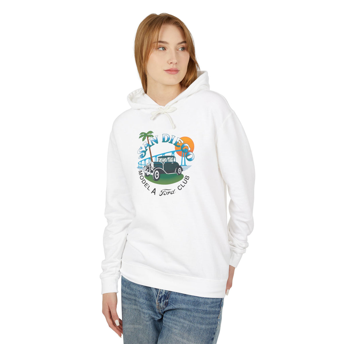 San Diego Model A Ford Club Hoodie — Unisex Lightweight Hooded Sweatshirt