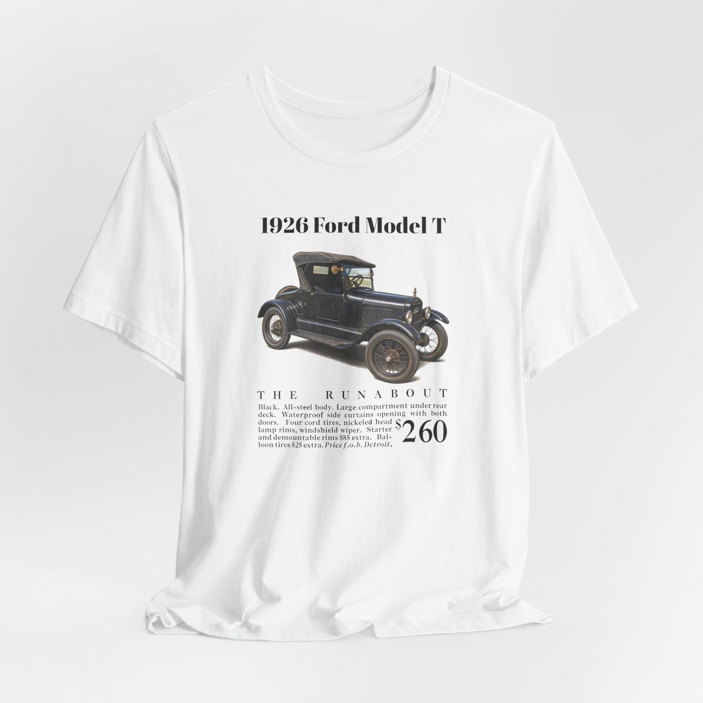1926 Ford Model T Runabout Vintage Car Tee — Unisex Jersey Short Sleeve Tee