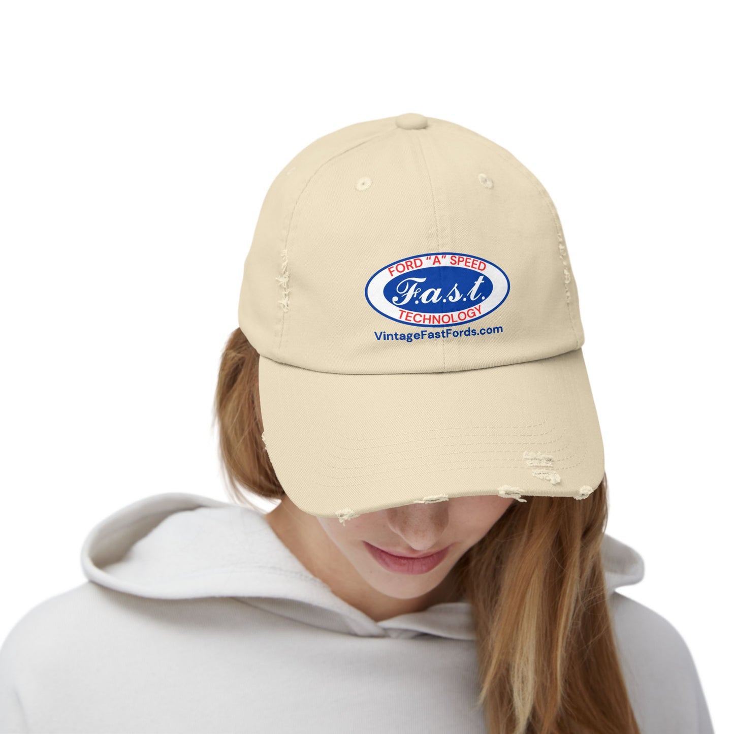 F.a.s.t. Ford "A" Speed Technology Unisex Distressed Cap - Vintage Fast Ford Logo Hat