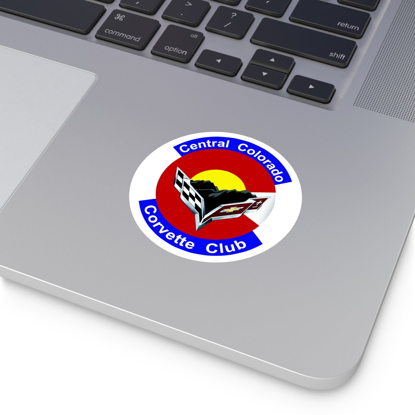 Central Colorado Corvette Club Round Vinyl Sticker — Car Club Emblem
