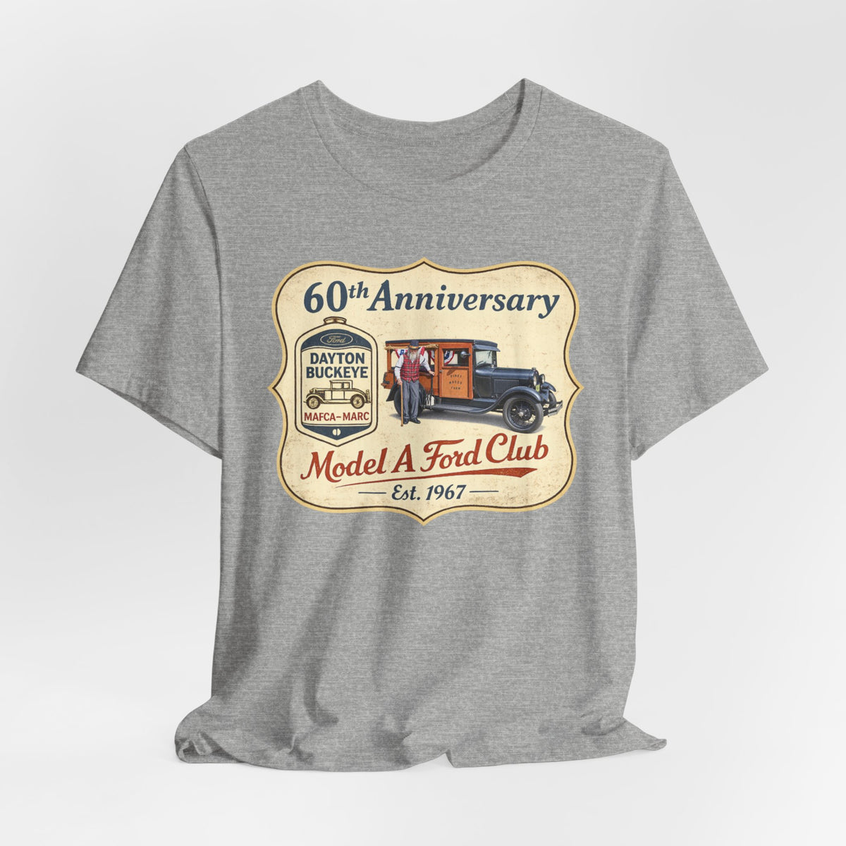 Dayton Buckeye Model A Ford Club 60th Anniversary Tee (Piney Wood Farm) - Unisex Soft Short Sleeve Tee