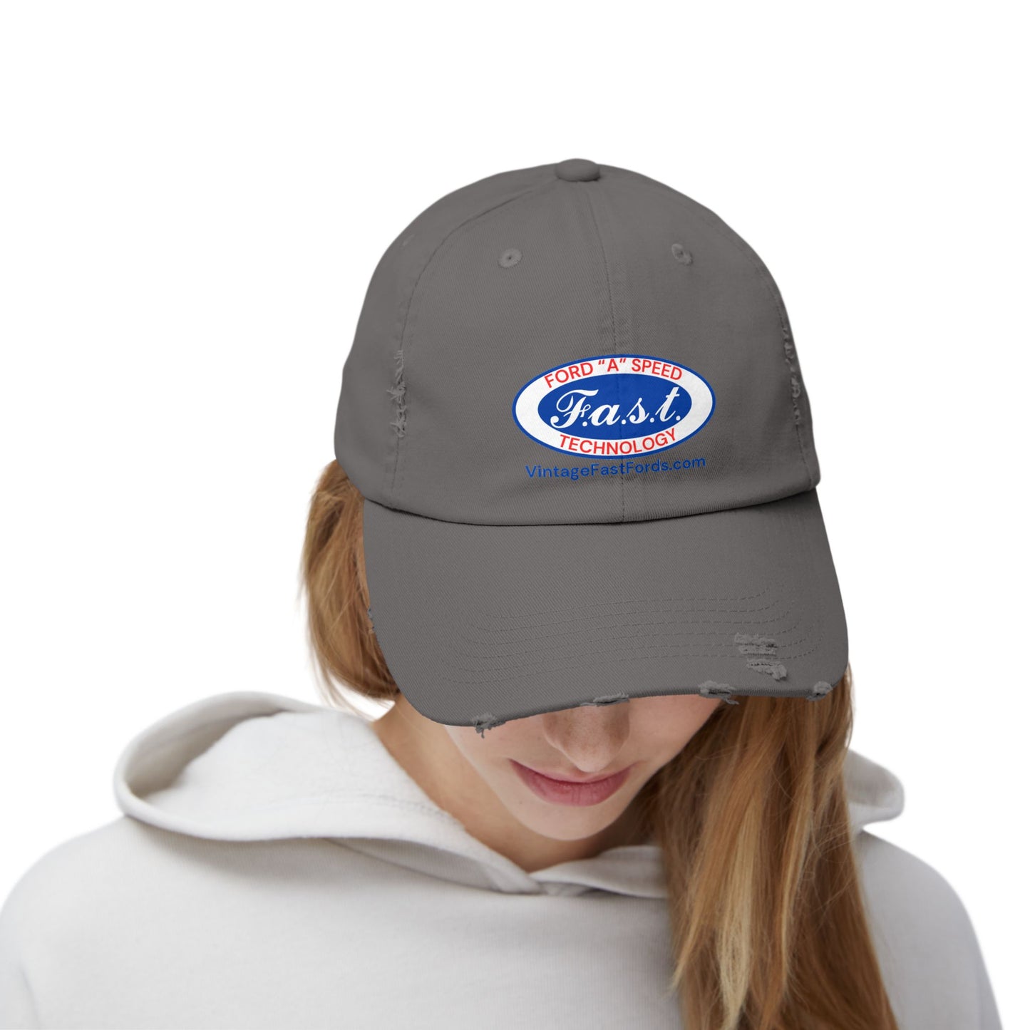 F.a.s.t. Ford "A" Speed Technology Unisex Distressed Cap - Vintage Fast Ford Logo Hat