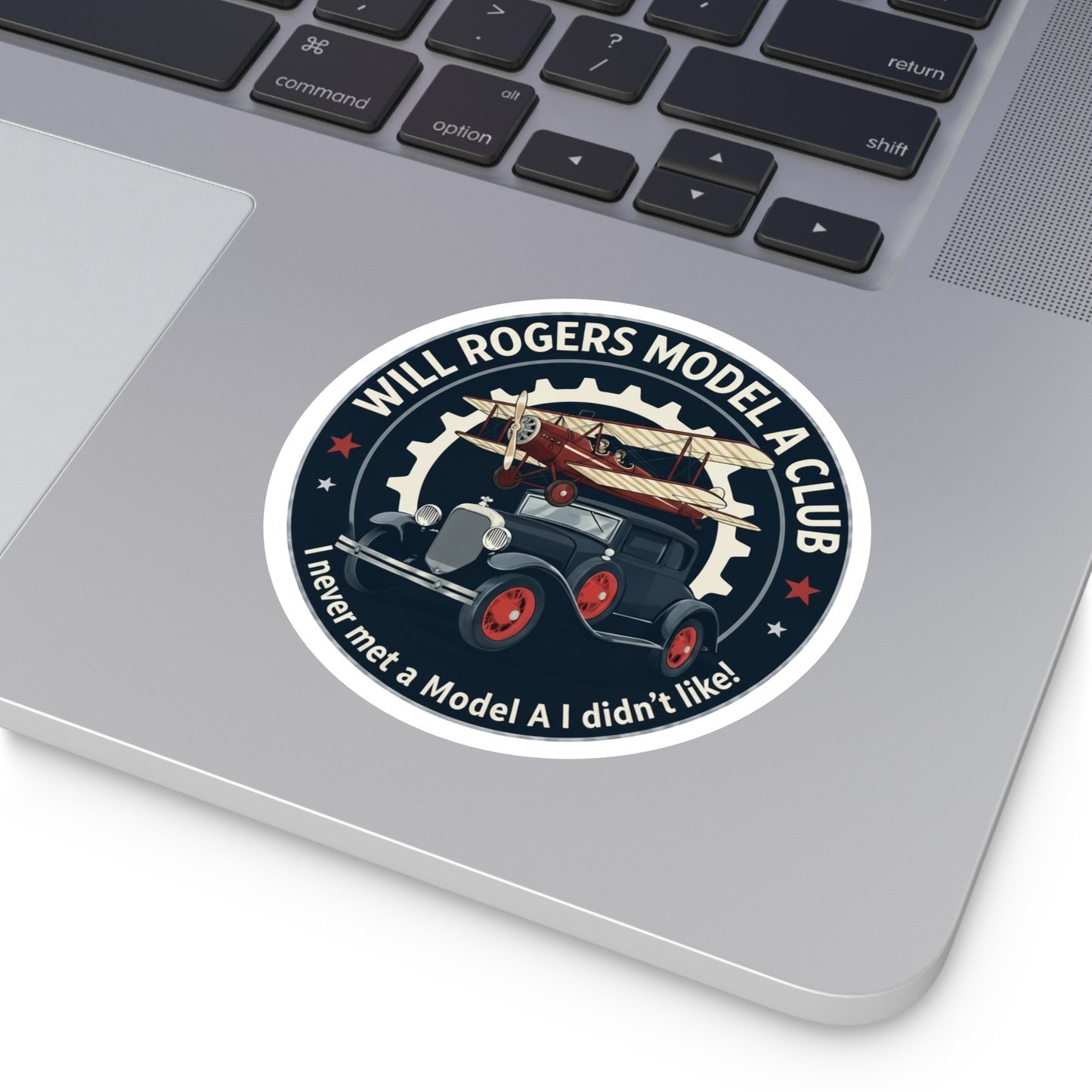 Will Rogers Model A Club Round Vinyl Sticker — Great for your Model A windshield!