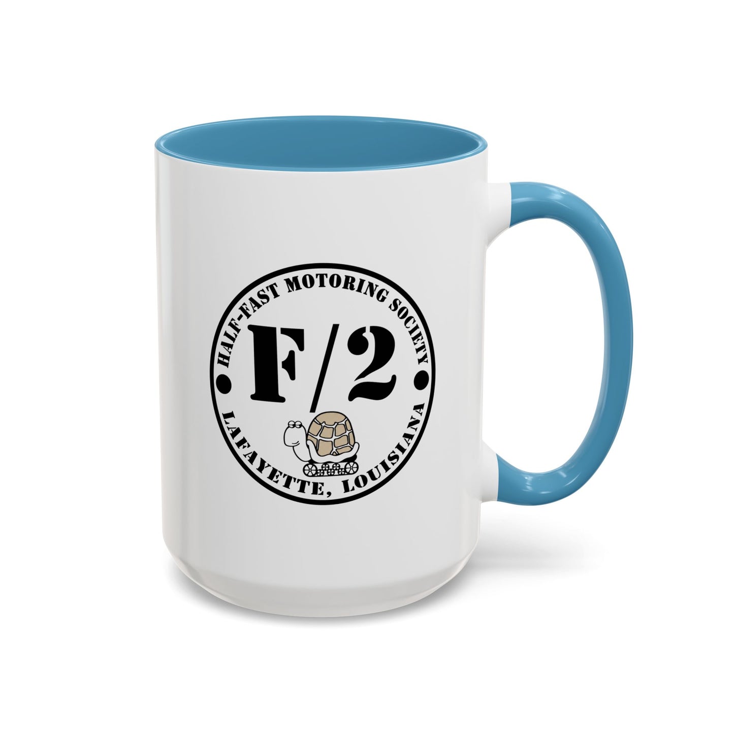 F/2 Half-Fast Motoring Society Accent Coffee Mug — Lafayette, Louisiana Emblem (11/15oz)