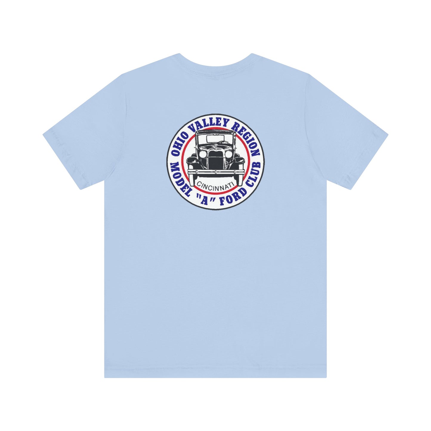 Ohio Valley Region Model A Ford Club (front and back logo) Unisex Jersey Short Sleeve Tee