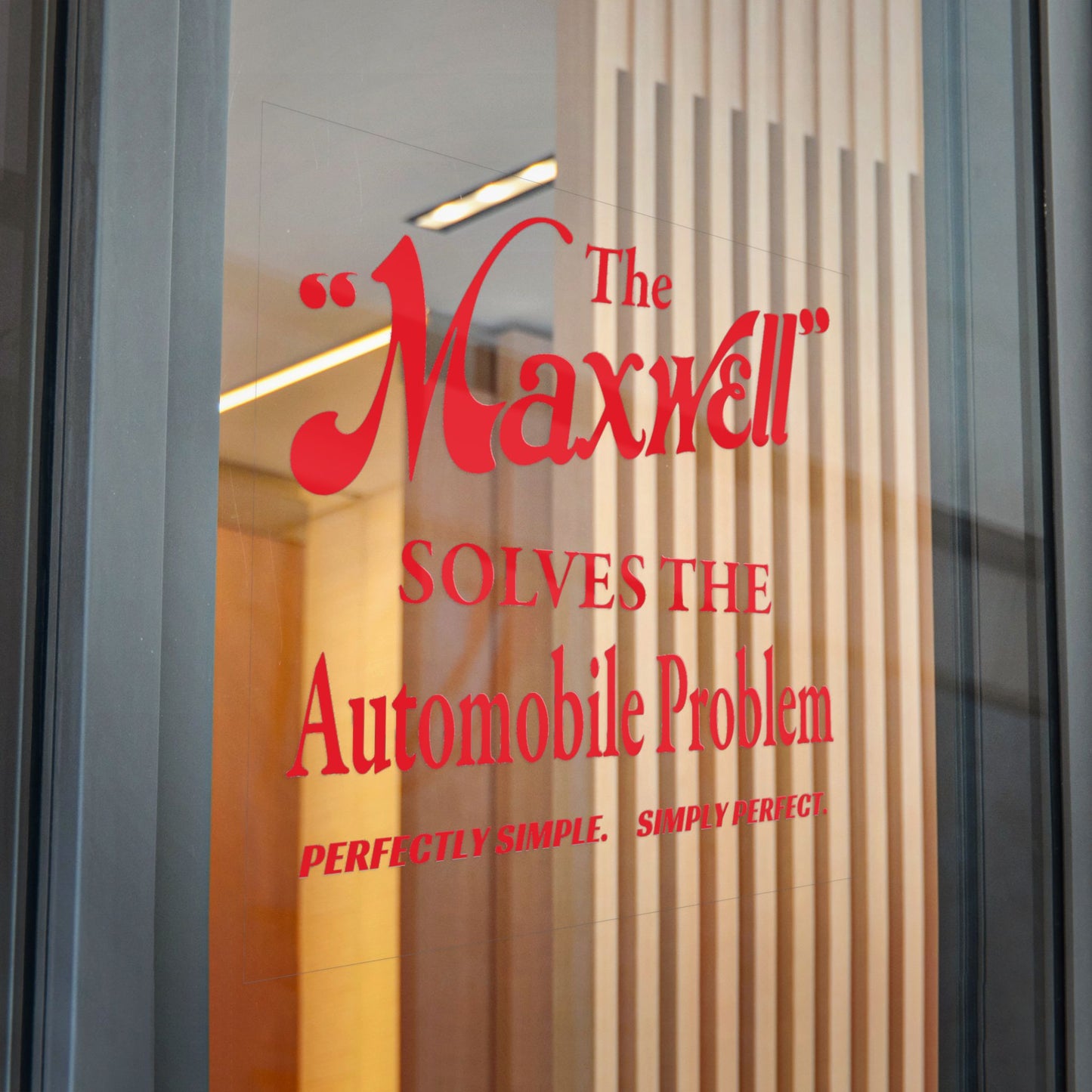 "The Maxwell" Solves the Automobile Problem — Die-Cut Sticker (Vintage Red Graphic)