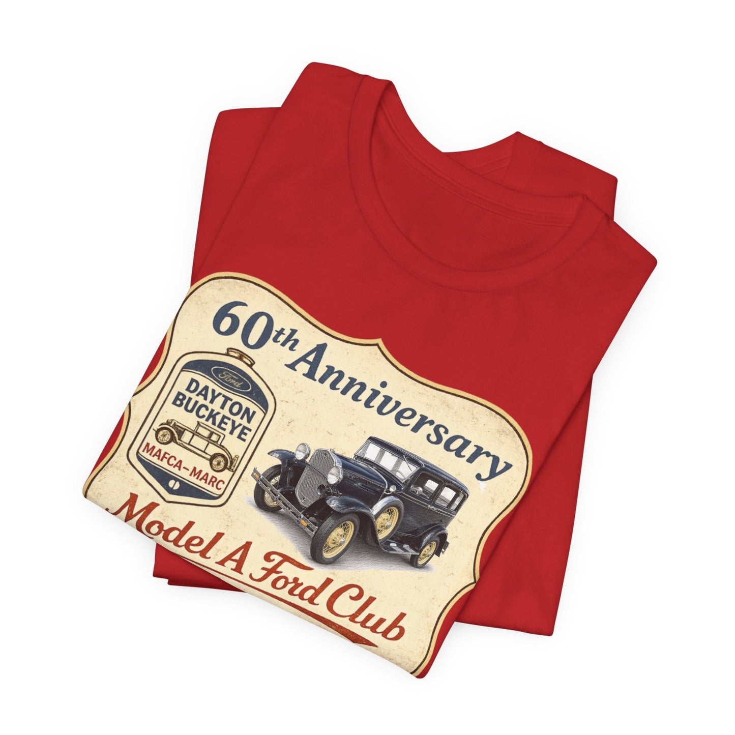 Dayton Buckeye Model A Ford Club 60th Anniversary Tee (LTG) - Unisex Jersey Short Sleeve Tee