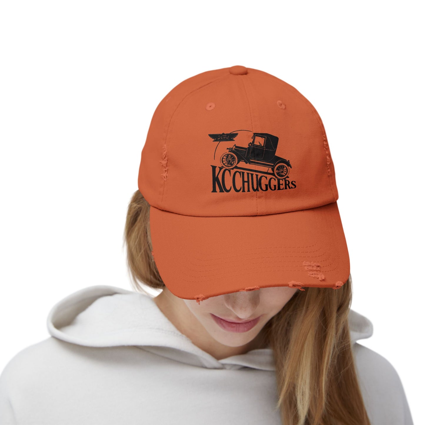 Distressed Baseball Cap — Vintage Car KC Chuggers Logo