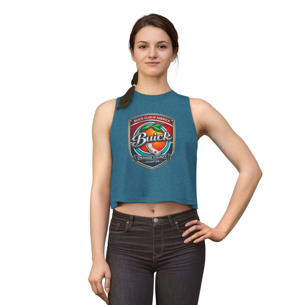 Buick Club Orange County Crop Top – Vintage Car Logo Tank for Enthusiasts