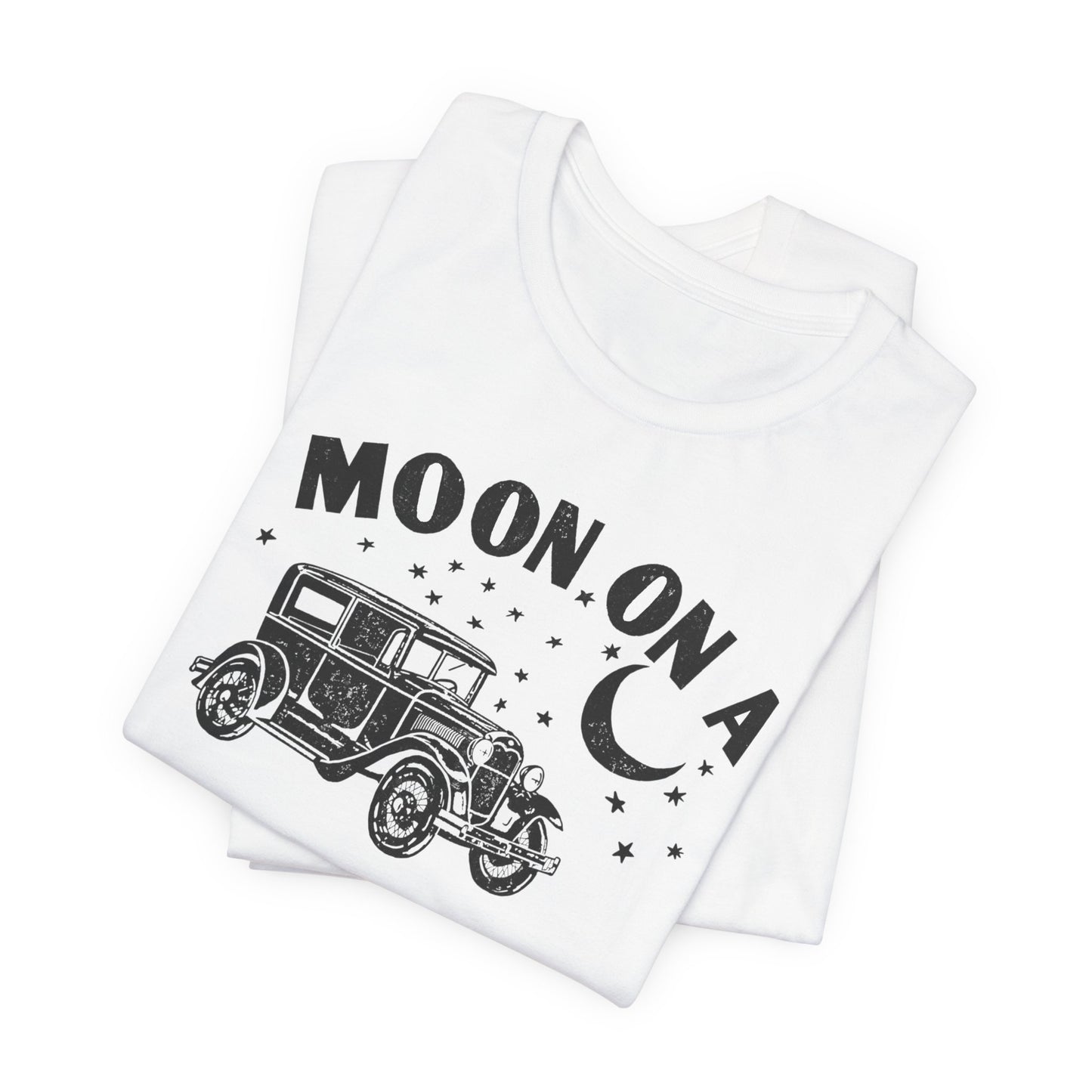 Moon On A Vintage Car T-Shirt — Retro Moon Graphic Tee