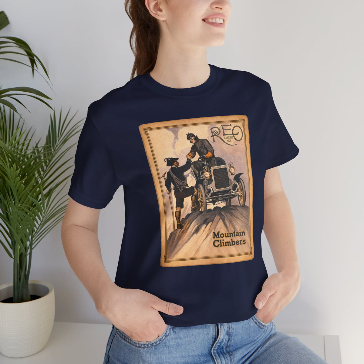 REO Lansing Michigan Mountain Climbers T-Shirt - Unisex Soft Short Sleeve Tee
