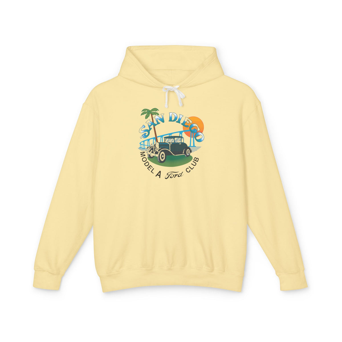 San Diego Model A Ford Club Hoodie — Unisex Lightweight Hooded Sweatshirt