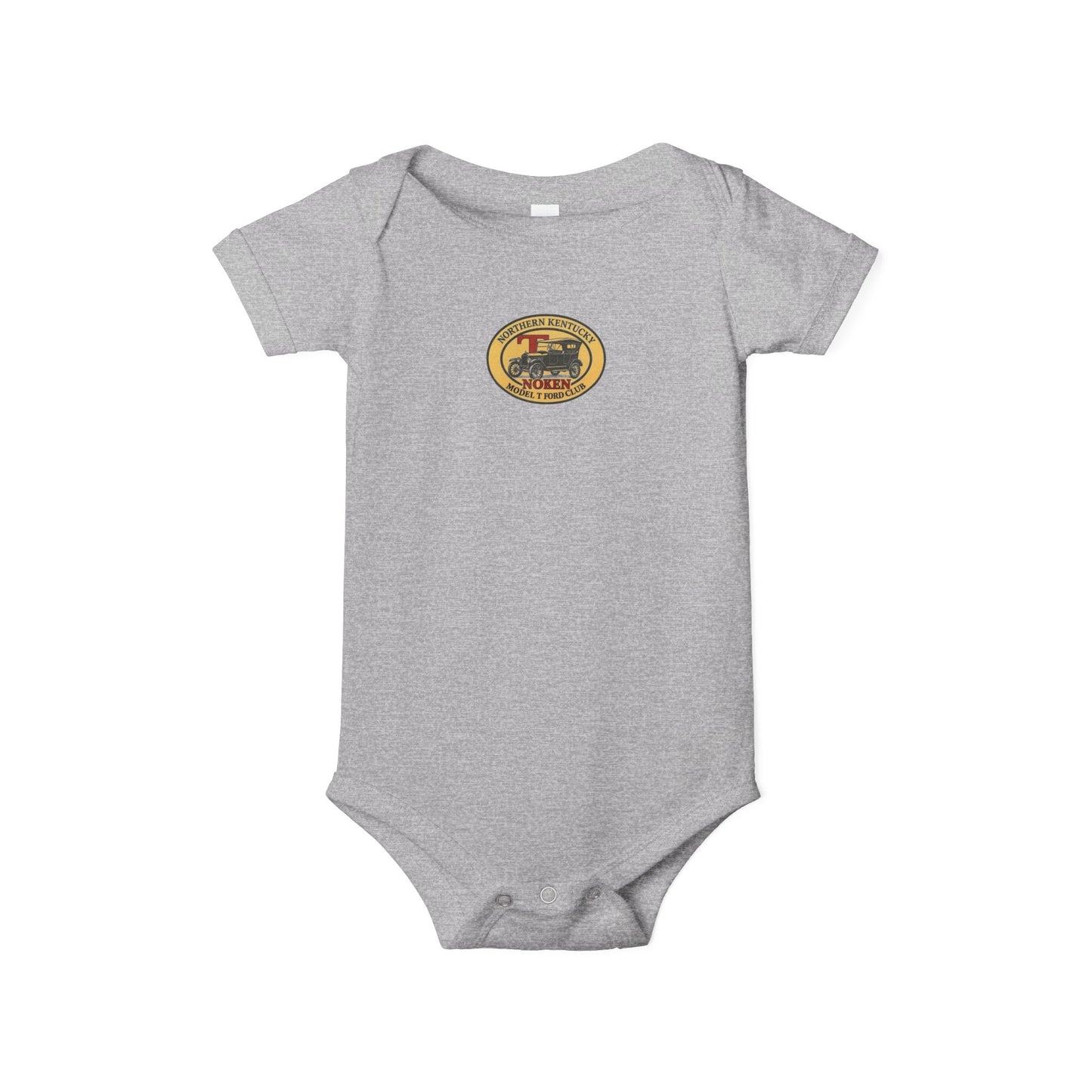 Infant Onesie with NoKen Model T Club logo - Baby Adventure Bodysuit