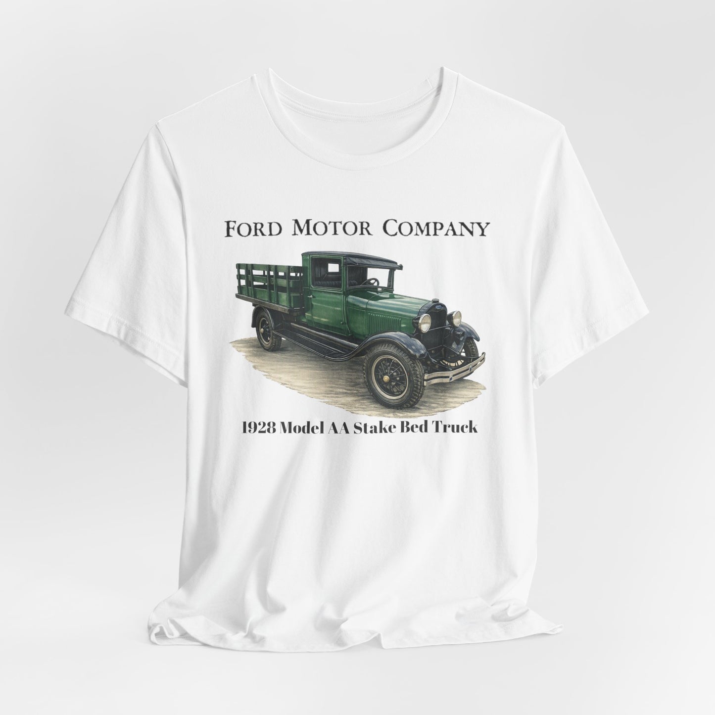1928 Ford Model AA Stake Bed Truck T-Shirt —  Unisex Jersey Short Sleeve Tee