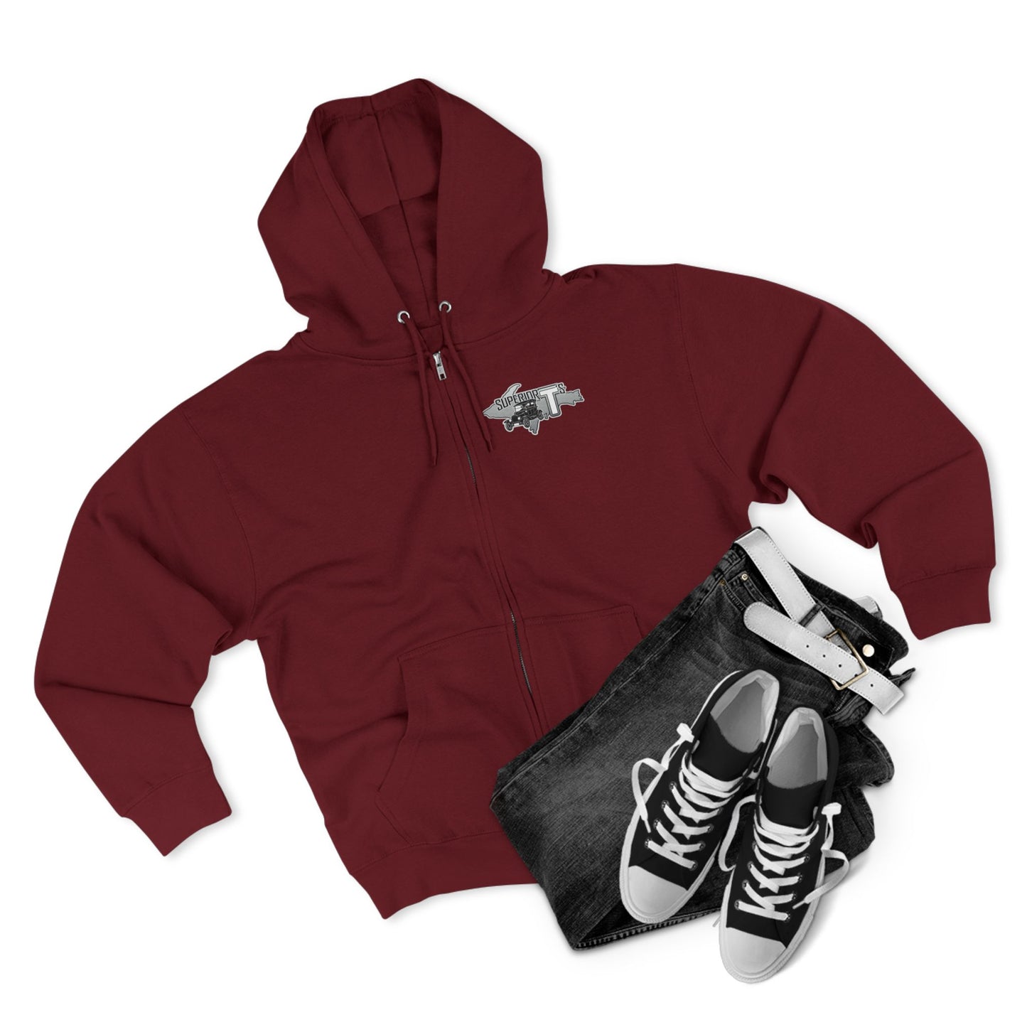 Superior T's Zip Hoodie — Front and back logos