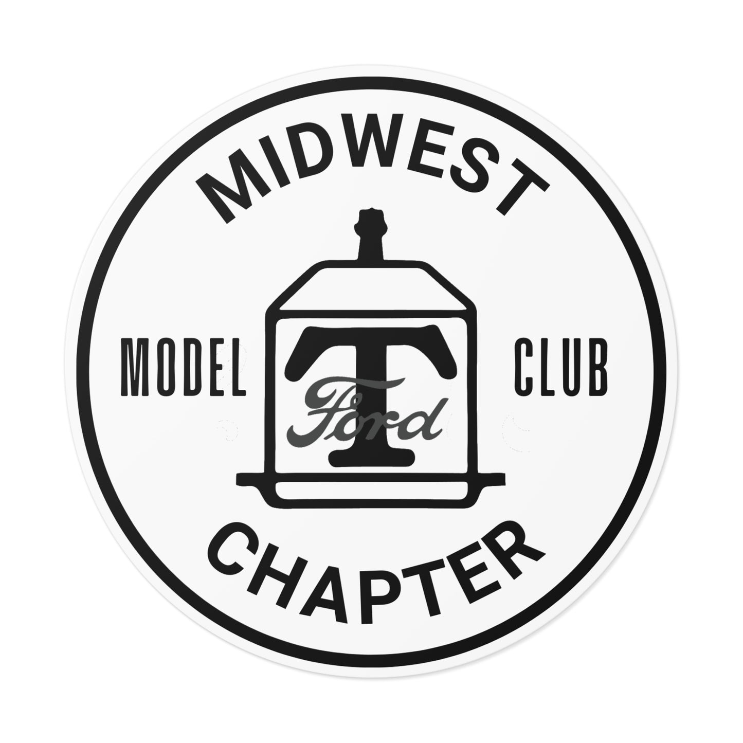 Midwest Chapter - The Model T Ford Club Round Vinyl Sticker — Vintage Car Decal