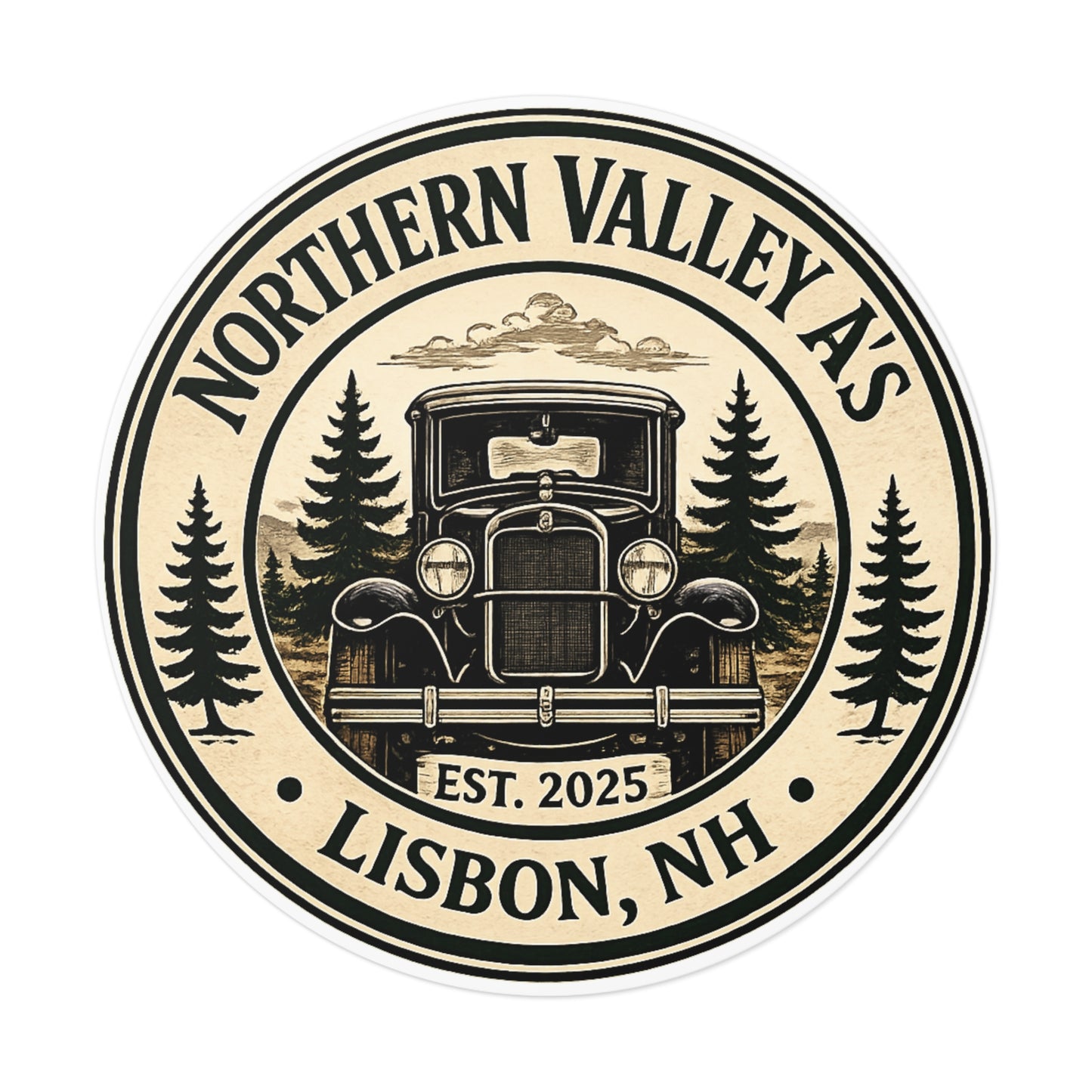 Northern Valley A’s Round Vinyl Sticker — Great for Car Windshields