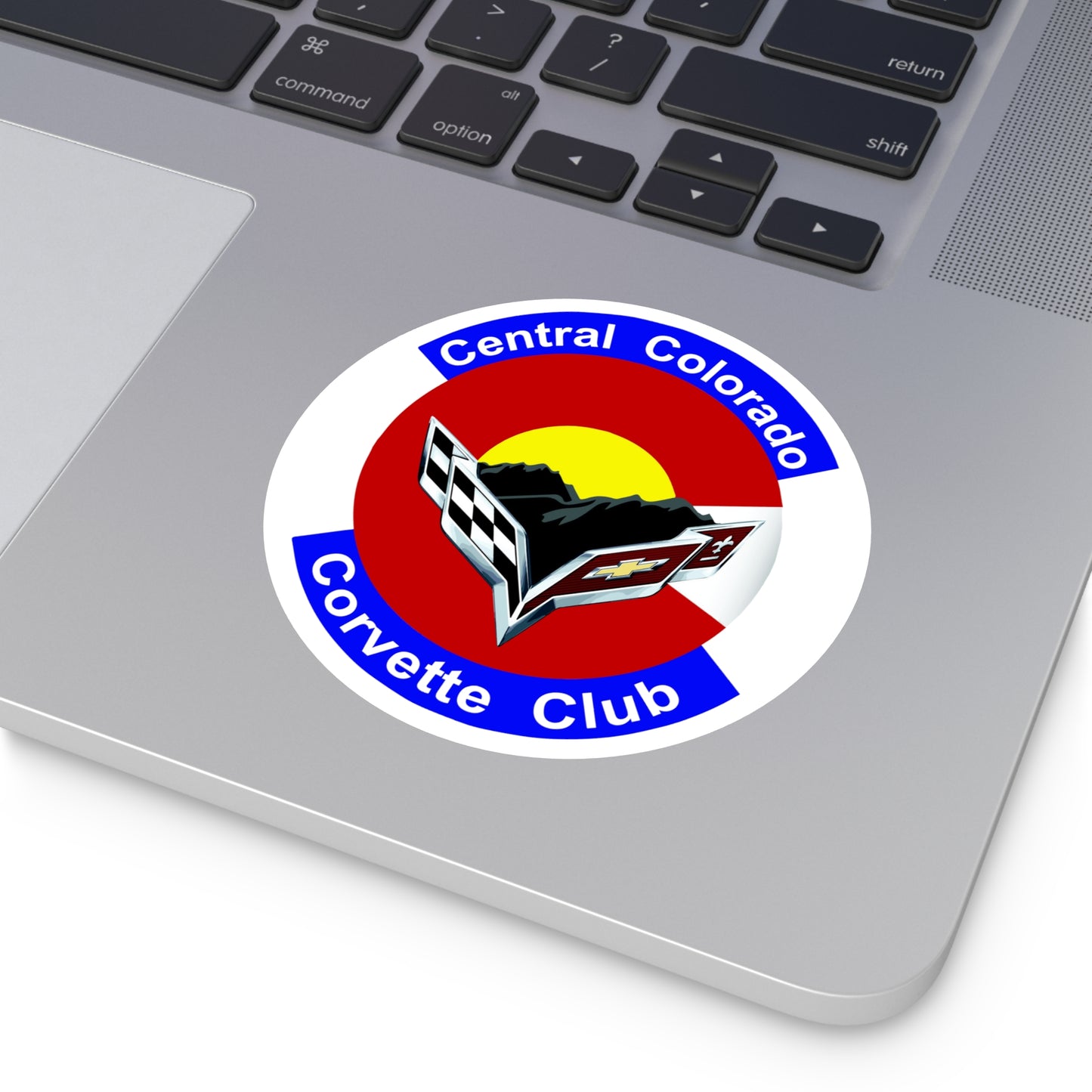 Central Colorado Corvette Club Round Vinyl Sticker — Car Club Emblem