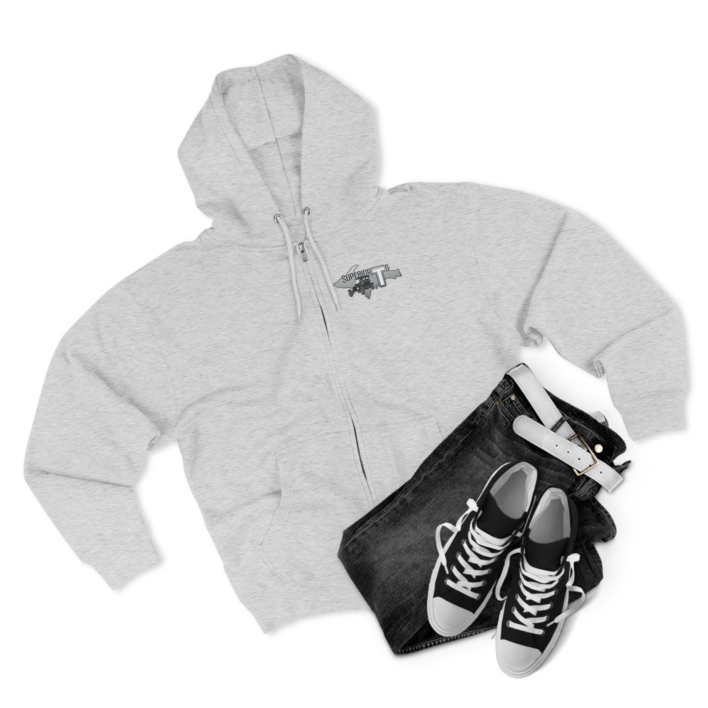 Superior T's Zip Hoodie — Front and back logos